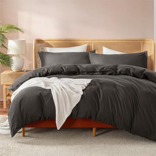 Sofrito Microfiber Ultra Soft Wrinkle Free Duvet Cover/Comforter Cover/Quilt Cover/Blanket Cover with Solid Zipper Closure & Four Corner Ties (Double - 91"x101" - Inches) - Silver Grey - Image 1