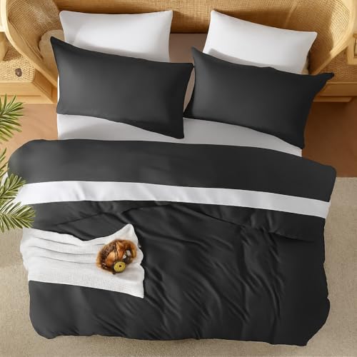 Sofrito Microfiber Ultra Soft Wrinkle Free Duvet Cover/Comforter Cover/Quilt Cover/Blanket Cover with Solid Zipper Closure & Four Corner Ties (Double - 91"x101" - Inches) - Silver Grey - Image 2