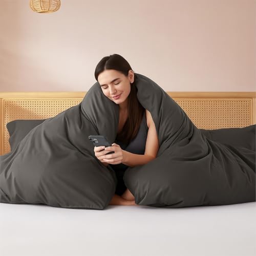 Sofrito Microfiber Ultra Soft Wrinkle Free Duvet Cover/Comforter Cover/Quilt Cover/Blanket Cover with Solid Zipper Closure & Four Corner Ties (Double - 91"x101" - Inches) - Silver Grey - Image 4