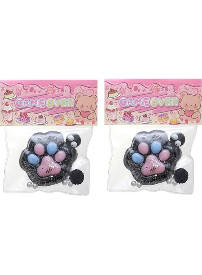 ألعاب الضغط على مخلب القطط الإسفنجية من تابا، لعبة تململ حسية لأفضل ما لديك من هدوء وبرودة، هدية عيد ميلاد، ألعاب إسفنجية للبالغين (أسود-قطعتان) - Image 1