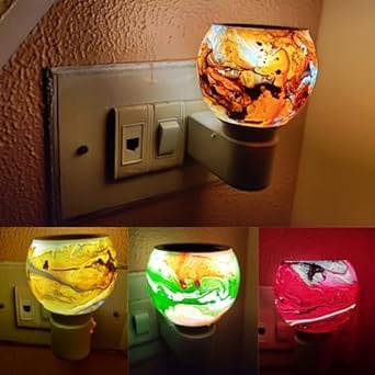 جهاز GLASSIMON الكهربائي لحرق الكافور مع مصباح LED ليلي للمنزل والمكتب