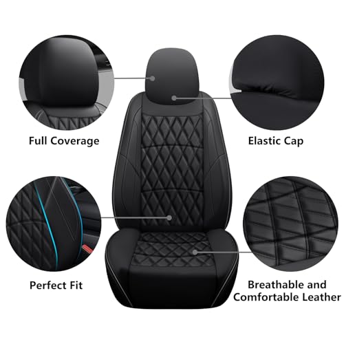 NS YOLO Leather Car Seat Covers,Universal Fit for Most Cars,SUVs and Sedans,Waterproof Luxury Leatherette Cushions, 5 Seats Protectors (Black, Full Set-5 Seats(Front and Rear)) - Image 3