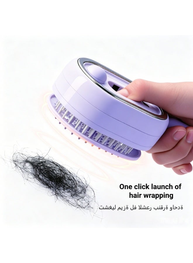 ZONBON 2026 Upgraded Electric Mist Cushion Massage Comb, 5-in-1 Self-Cleaning Steam Hair Care Comb, Anti-Tangle Shine & Smoothness Cushion Comb, suitable for women with dry, frizzy long or short hair (Purple) - Image 5