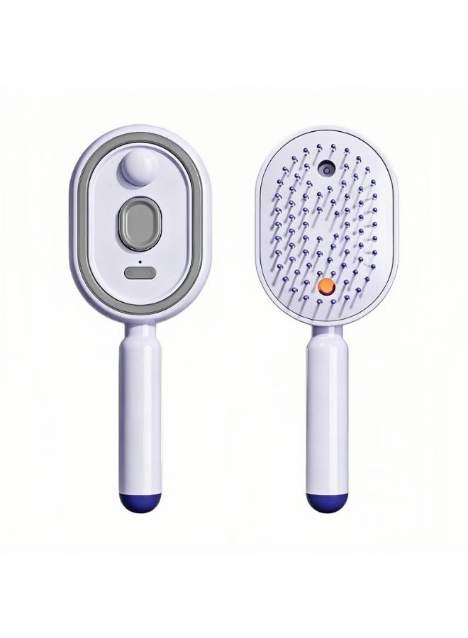 ZONBON 2026 Upgraded Electric Mist Cushion Massage Comb, 5-in-1 Self-Cleaning Steam Hair Care Comb, Anti-Tangle Shine & Smoothness Cushion Comb, suitable for women with dry, frizzy long or short hair (Purple) - Image 1