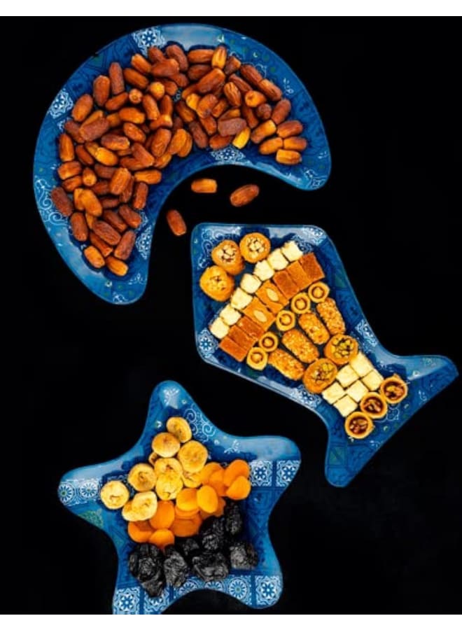 Rosa Glass Lantern Serving Plate, 38.5 * 24 Cm - Kh.Blue - Image 1