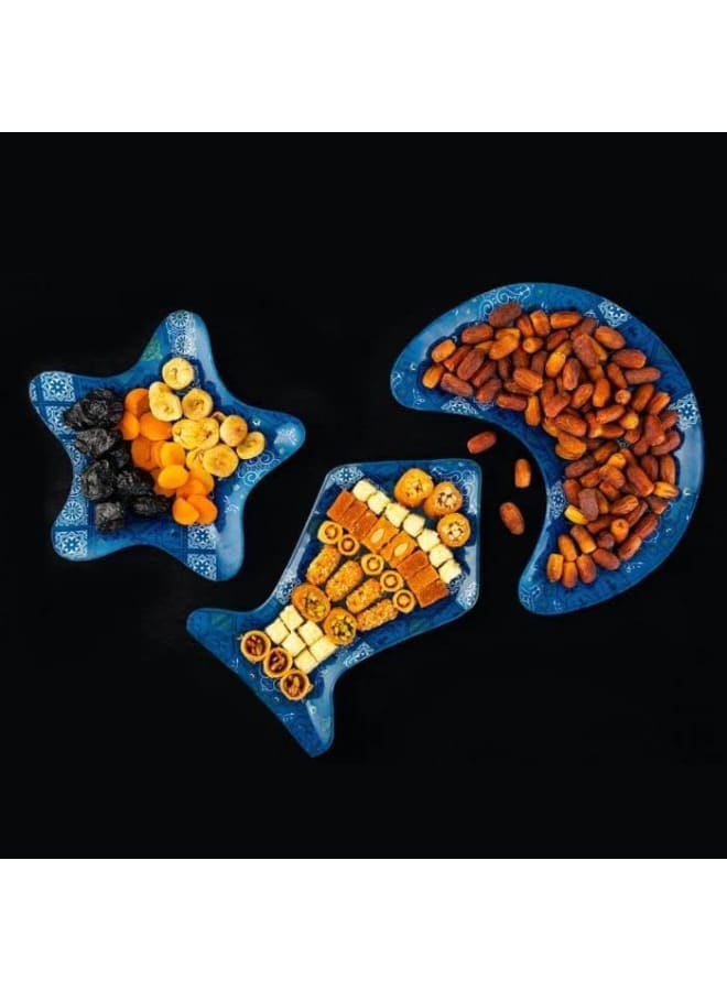 Rosa Glass Lantern Serving Plate, 38.5 * 24 Cm - Kh.Blue - Image 2