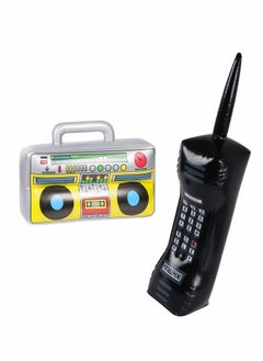 2 Pieces Inflatable Radio Boombox Inflatable Mobile Phone Props for 80s 90s Party Supplies Decorations, Cosplay Props Throwback Party Theme Photo Booth Props Decorations