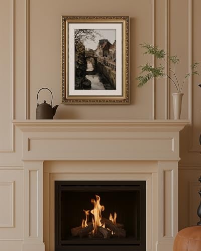 ARPEOTCY Vintage Gold Framed Country Wall Art Bedroom Living Room Dutch Town Streets Picture Wall Decor Canvas Prints Antique Picture Frame Rustic Paintings Home Farmhouse Decor 11x14 Inch - Image 3