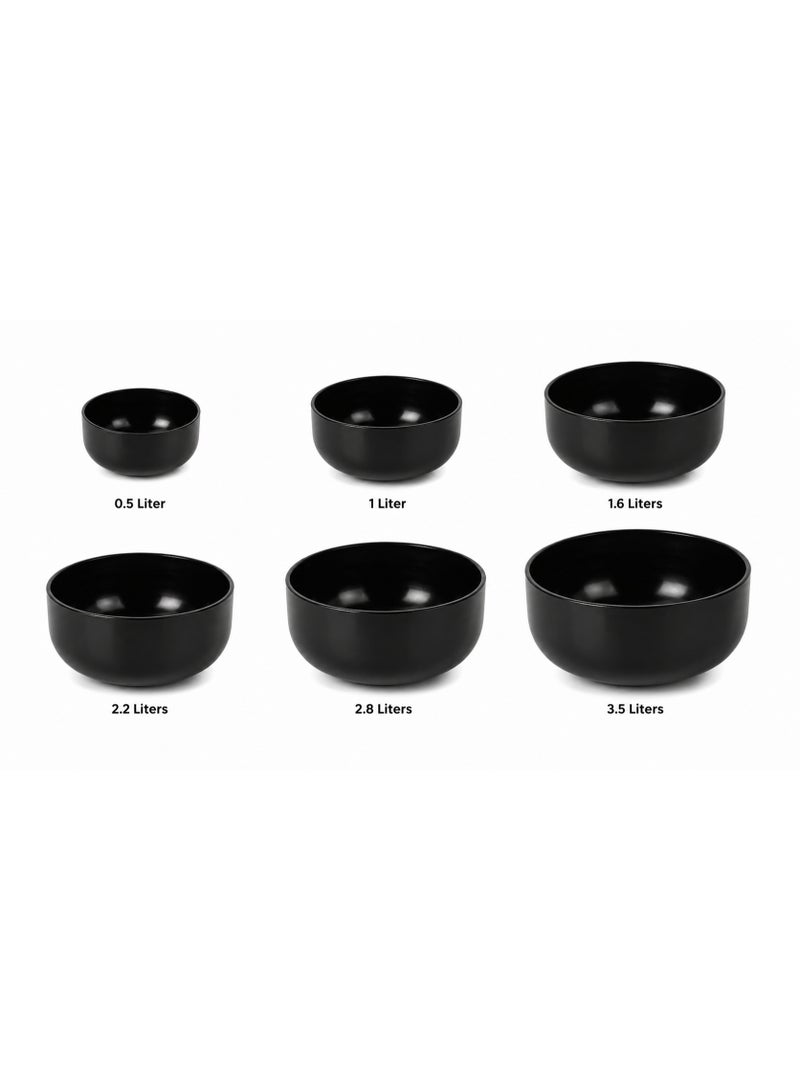 Sumeet 3mm Hard Anodised aluminium Tasra - Set of 6 (Capacity 0.5, 1, 1.6, 2.2, 2.8, 3.5 Liters, black) - Image 1