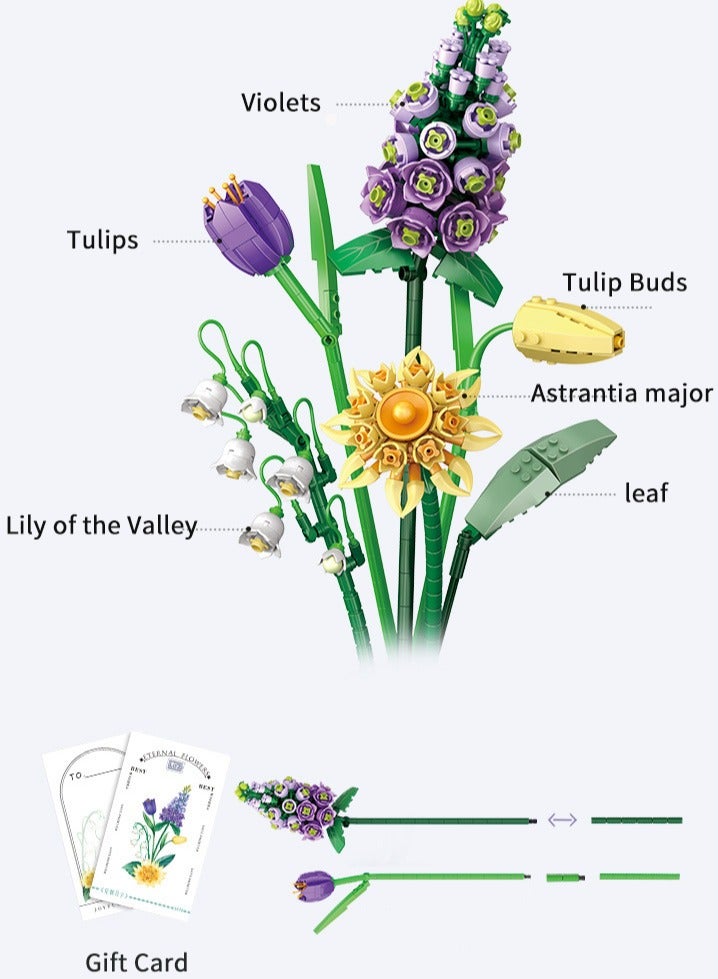 534-Piece Building Blocks Bouquet 3D Flower Model Children's DIY Interactive Toys Home Decoration Plant Potted Plants for Kids Toy Gifts - Image 4