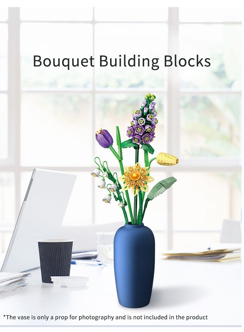 534-Piece Building Blocks Bouquet 3D Flower Model Children's DIY Interactive Toys Home Decoration Plant Potted Plants for Kids Toy Gifts - Image 5