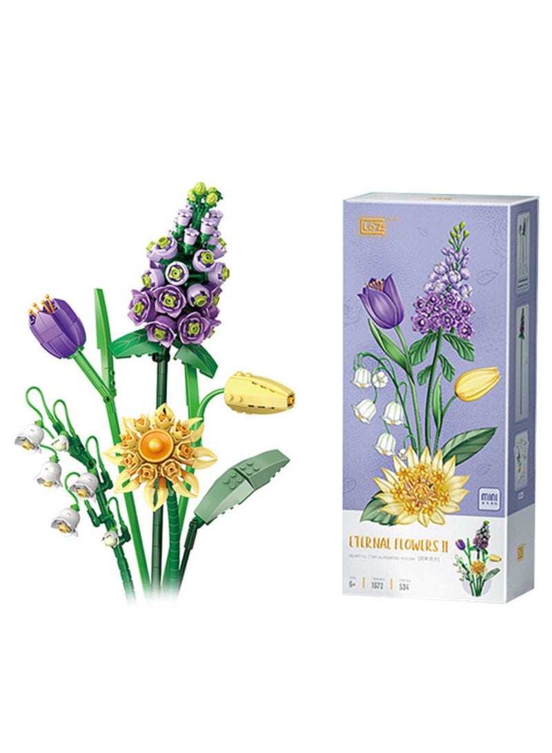 534-Piece Building Blocks Bouquet 3D Flower Model Children's DIY Interactive Toys Home Decoration Plant Potted Plants for Kids Toy Gifts - Image 1