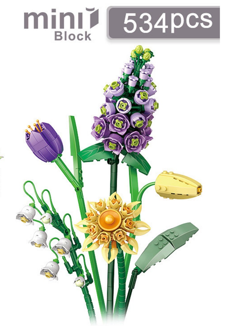 534-Piece Building Blocks Bouquet 3D Flower Model Children's DIY Interactive Toys Home Decoration Plant Potted Plants for Kids Toy Gifts - Image 2