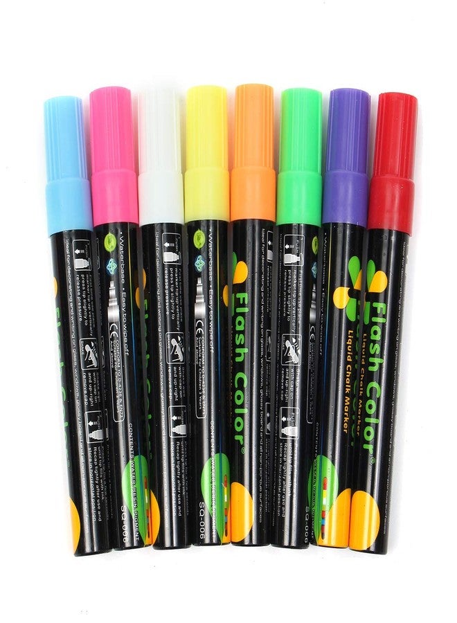 Techzere Liquid Chalk Markers, Fluorescent Neon Chalkboard Chisel Marker Pens for Glass, LED Writing Boards Etc (Pack of 8) (Multicolor) - Image 3