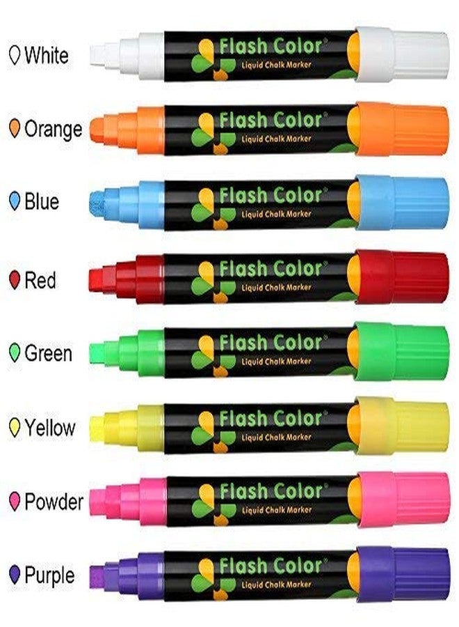 Techzere Liquid Chalk Markers, Fluorescent Neon Chalkboard Chisel Marker Pens for Glass, LED Writing Boards Etc (Pack of 8) (Multicolor) - Image 2