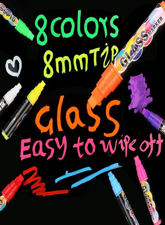 Techzere Liquid Chalk Markers, Fluorescent Neon Chalkboard Chisel Marker Pens for Glass, LED Writing Boards Etc (Pack of 8) (Multicolor) - Image 4