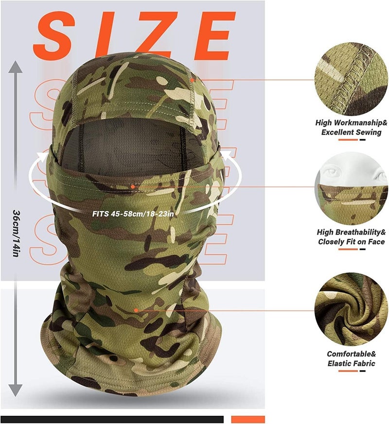 SWIUKPHE Snowy Camo Cycling Face Mask - Windproof UV Protection Helmet Liner Ski Mask - Image 4