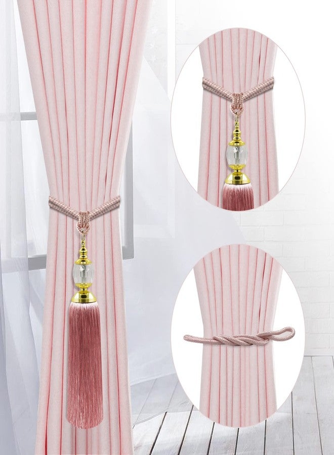 KOLAKO Tassel Curtain Tiebacks Handmade Rope Tie Backs Tassels for Curtains Pink Crystal Drapery Tieback Holdbacks Decorative Curtain Ties Farmhouse Drape Holders Window Treatment 2 Pack - Image 5