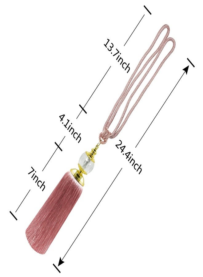 KOLAKO Tassel Curtain Tiebacks Handmade Rope Tie Backs Tassels for Curtains Pink Crystal Drapery Tieback Holdbacks Decorative Curtain Ties Farmhouse Drape Holders Window Treatment 2 Pack - Image 2
