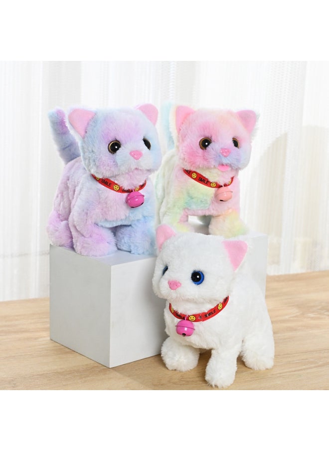 Plush Electric Cat Simulation Cry Walking Nodding Wagging Tail Kitten Puppy Children's Toy Pet Electronic Cat-Color: Bell Chip Cat (yellow Stripes)  - Image 3