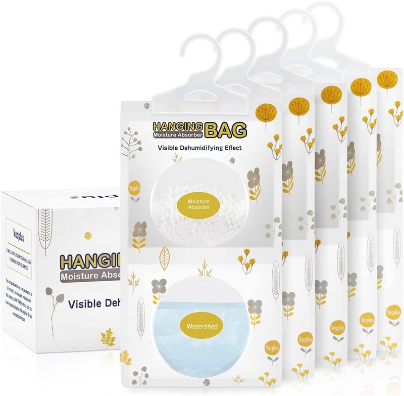 Vacplus Moisture Absorbers Packets, Fragrance Free 5 Pack, Humidity Packs, Dessicant Packets, Hanging Closet Dehumidifier Bags, Odor Eliminator for Bathroom 9.8OZ - Image 1