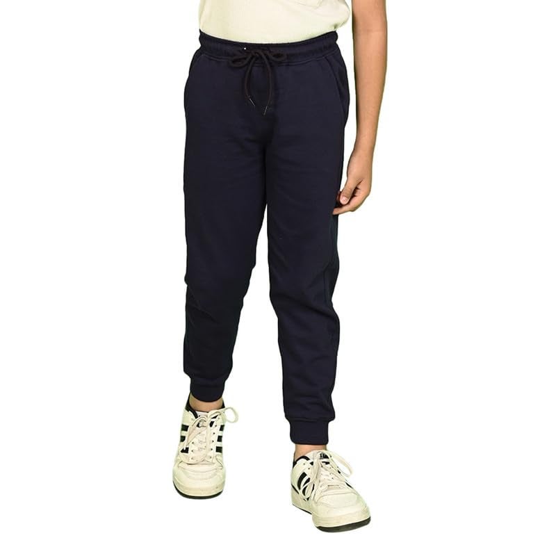 nusyl Navy Blue Solid Color Kids Unisex Track Pants (NUUPJOG0001) - Image 1