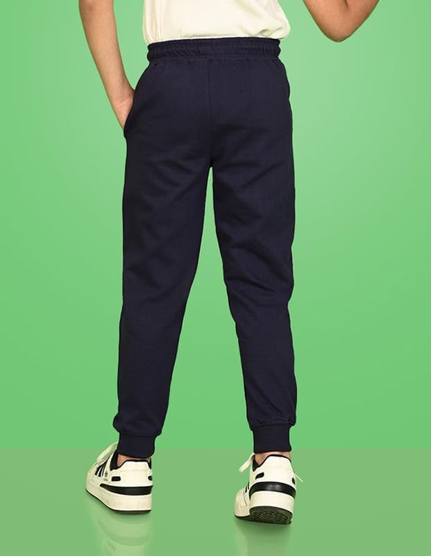 nusyl Navy Blue Solid Color Kids Unisex Track Pants (NUUPJOG0001) - Image 2