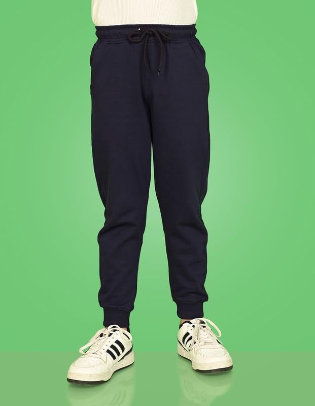 nusyl Navy Blue Solid Color Kids Unisex Track Pants (NUUPJOG0001) - Image 5