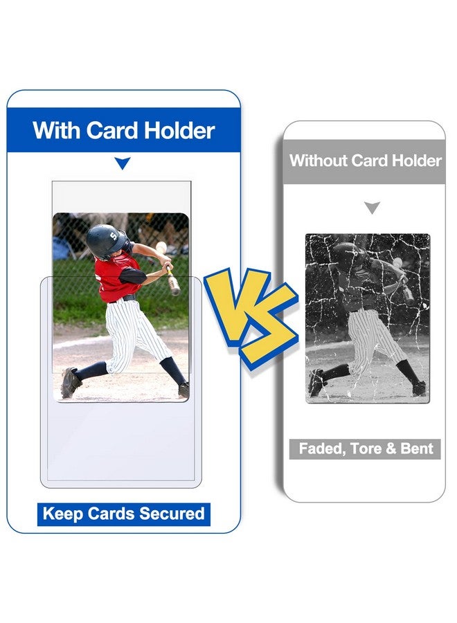 Sooez 100 Topload Card Holder and 100 Clear Sleeves, Sooez 35 PT Topload Card Protectors, 3" x 4" Hard Plastic Card Sleeves Baseball Card Protector, Rigid Toploading Card Case for Collectible Trading Cards - Image 3