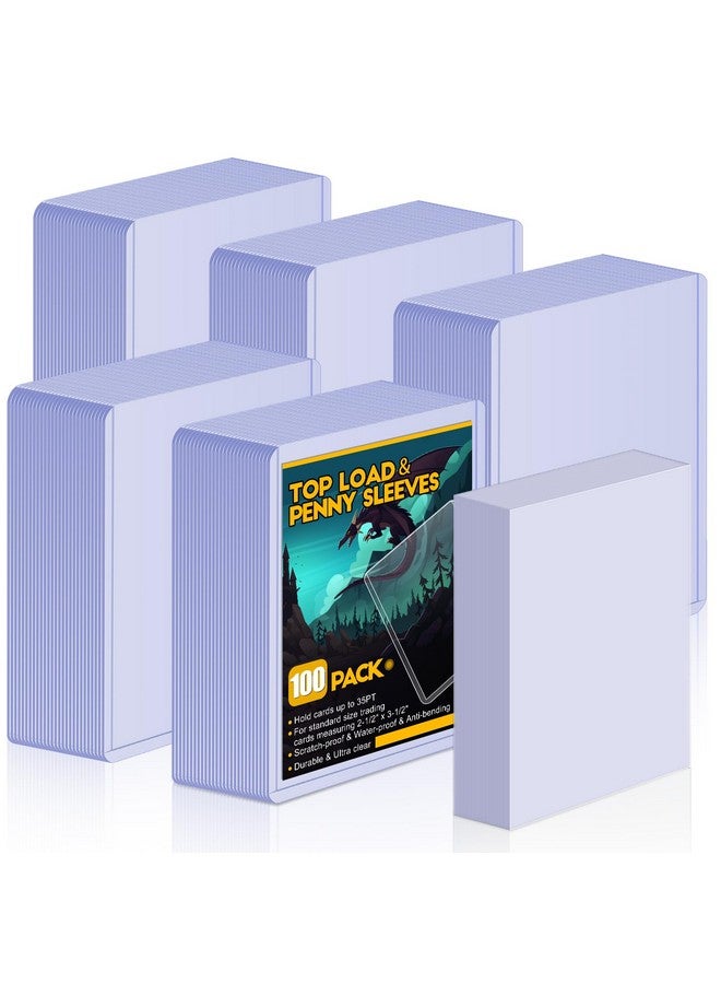 Sooez 100 Topload Card Holder and 100 Clear Sleeves, Sooez 35 PT Topload Card Protectors, 3" x 4" Hard Plastic Card Sleeves Baseball Card Protector, Rigid Toploading Card Case for Collectible Trading Cards - Image 1