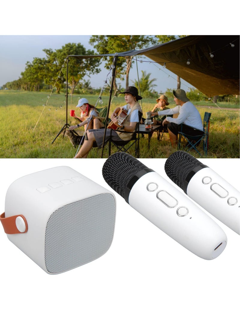 Kids Bluetooth Microphone - Karaoke Microphone, Portable Bluetooth Speaker With 2 Wireless Microphones, Suitable For Adults And Children, Outdoor And Home Use With Two Microphones. (White) - Image 2