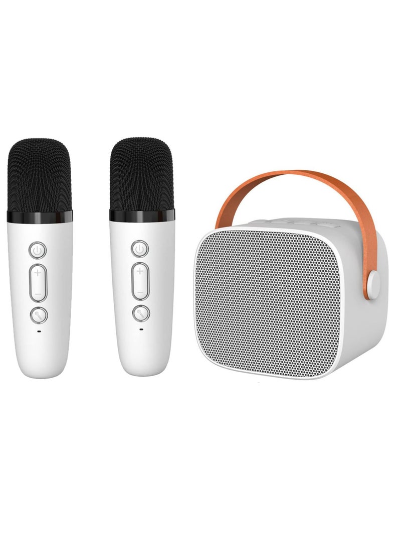 Kids Bluetooth Microphone - Karaoke Microphone, Portable Bluetooth Speaker With 2 Wireless Microphones, Suitable For Adults And Children, Outdoor And Home Use With Two Microphones. (White) - Image 4