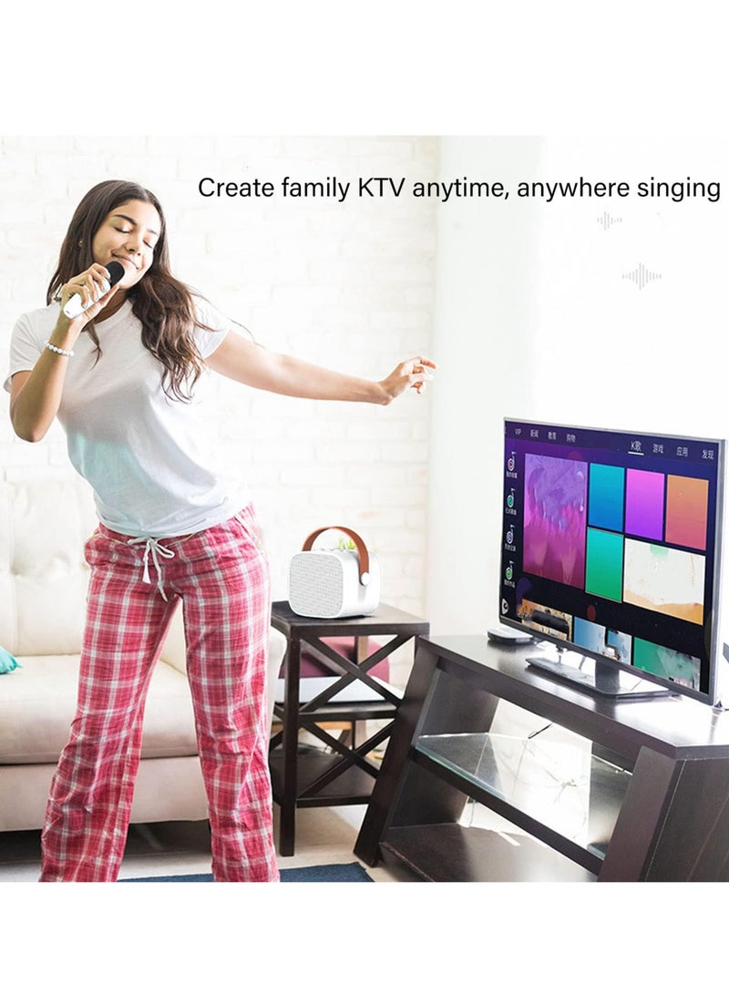 Kids Bluetooth Microphone - Karaoke Microphone, Portable Bluetooth Speaker With 2 Wireless Microphones, Suitable For Adults And Children, Outdoor And Home Use With Two Microphones. (White) - Image 5