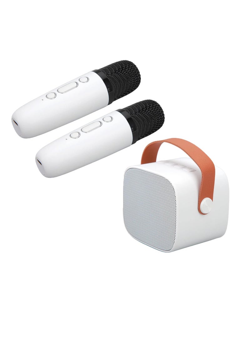 Kids Bluetooth Microphone - Karaoke Microphone, Portable Bluetooth Speaker With 2 Wireless Microphones, Suitable For Adults And Children, Outdoor And Home Use With Two Microphones. (White) - Image 1