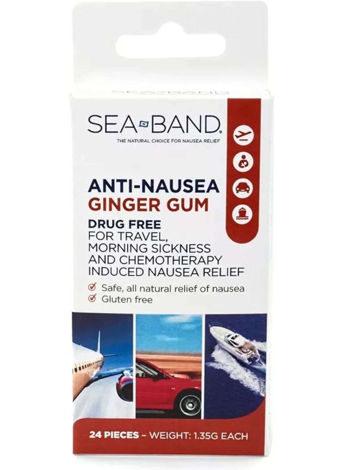Sea-Band Sea-Band Anti-Nausea Ginger Gum 24 (2 Pack) 