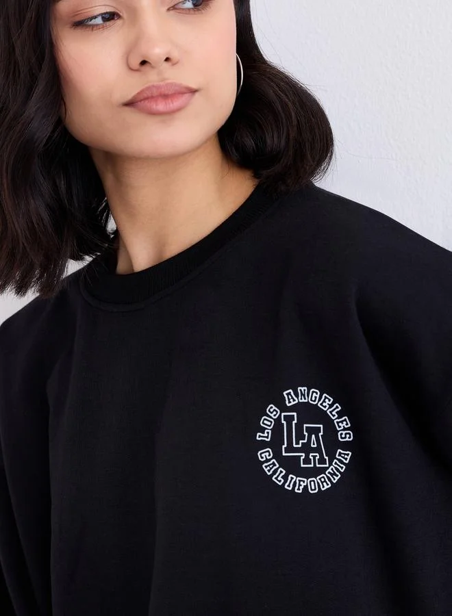 Styli  Styli Women Black Oversized Longline Sweatshirt for Women | Best Price UAE