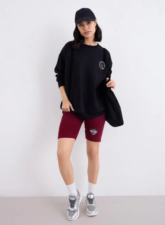 Styli Styli Women Black Oversized Longline Sweatshirt
