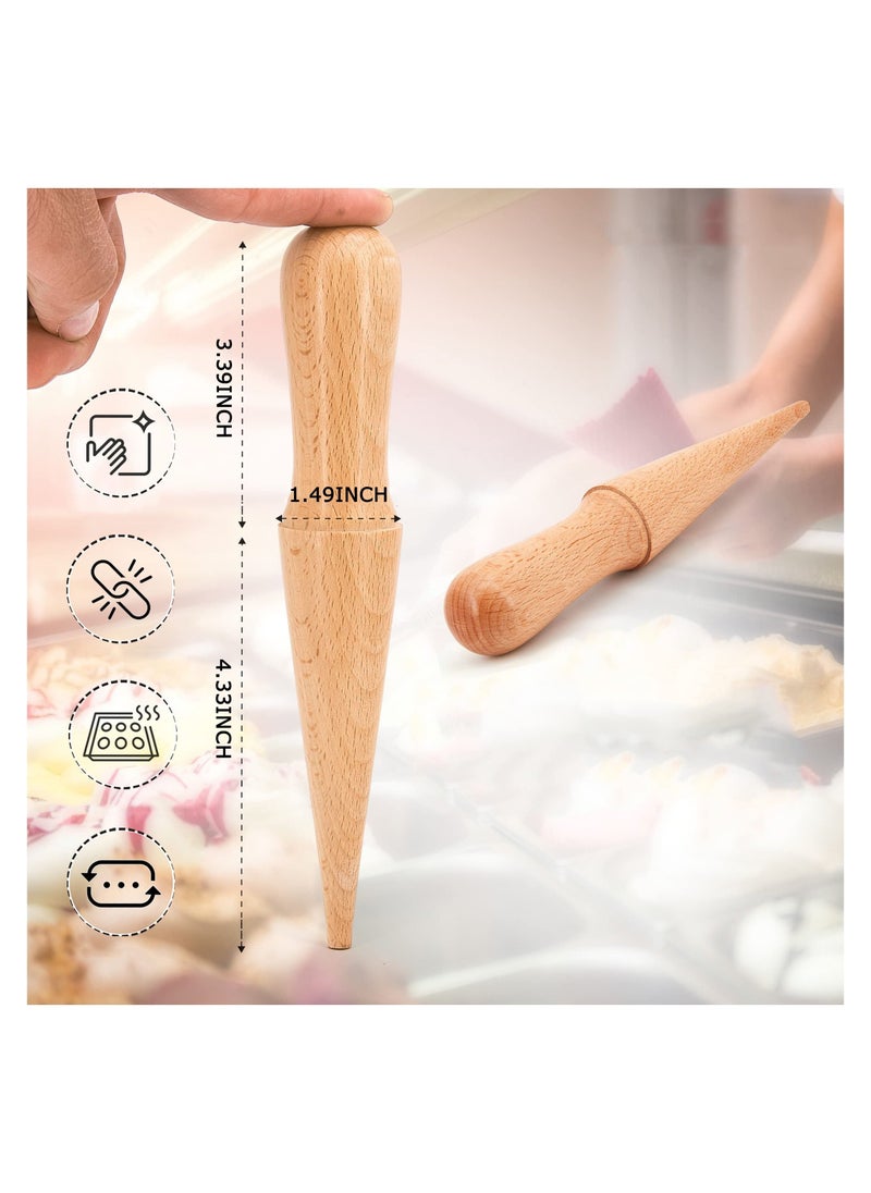 Generic - Ice Cream Waffle Cone Roller 8.3 Inch Strong and Smooth Cone Roller Wooden Pizzelle Cone Mould Non Slip Handle Waffle Cone Shaper Tool - Image 1