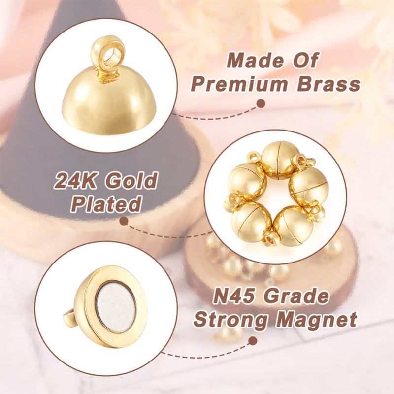 Craftdady 20 Sets 24K Gold Round Magnetic Clasps Magnet Converters Locking Clasps 14.5x8mm for Jewelry Bracelet Necklace Making Hole:1.6mm - Image 3