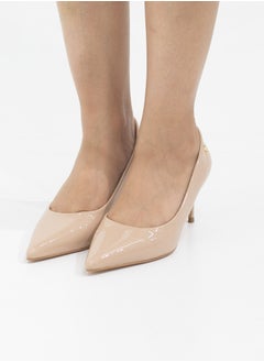 LAMARAPARIS Bavisha 7cm heel pointy pat court nude  - Image 5