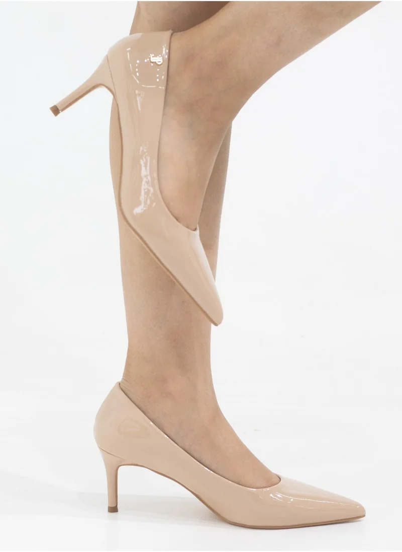 LAMARAPARIS Bavisha 7cm heel pointy pat court nude