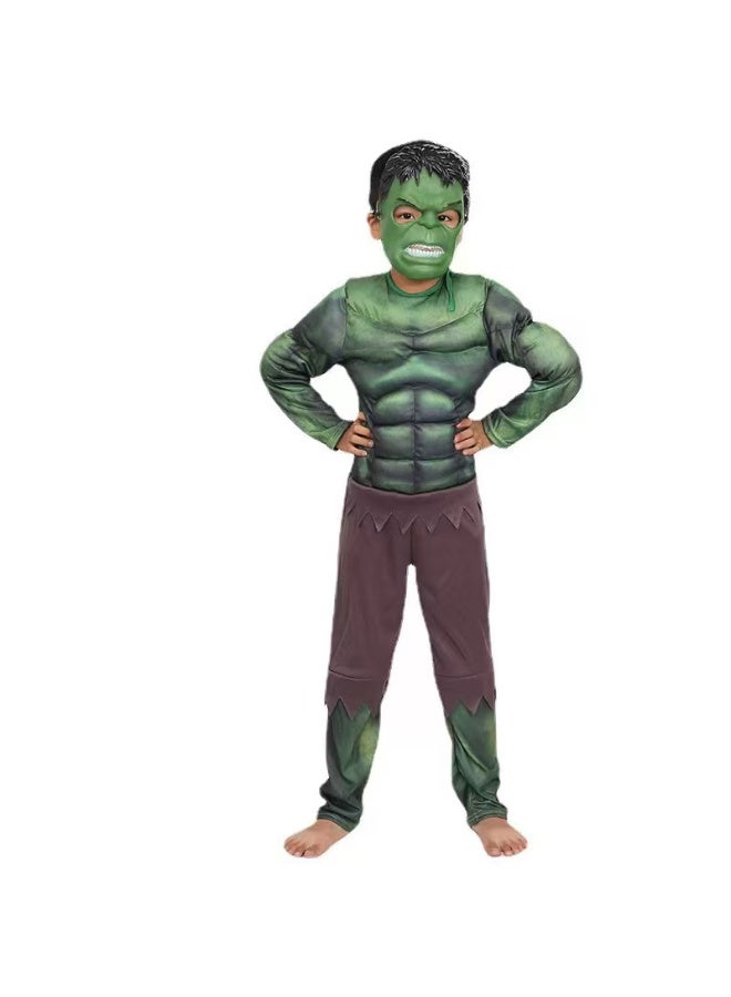 TNGames 【Halloween Must-Have】Kids' Hulk Muscle Costume Set – Muscle Suit + Mask, Avengers-Themed Halloween Party Cosplay Outfit Product Highlights Size:L - Image 3