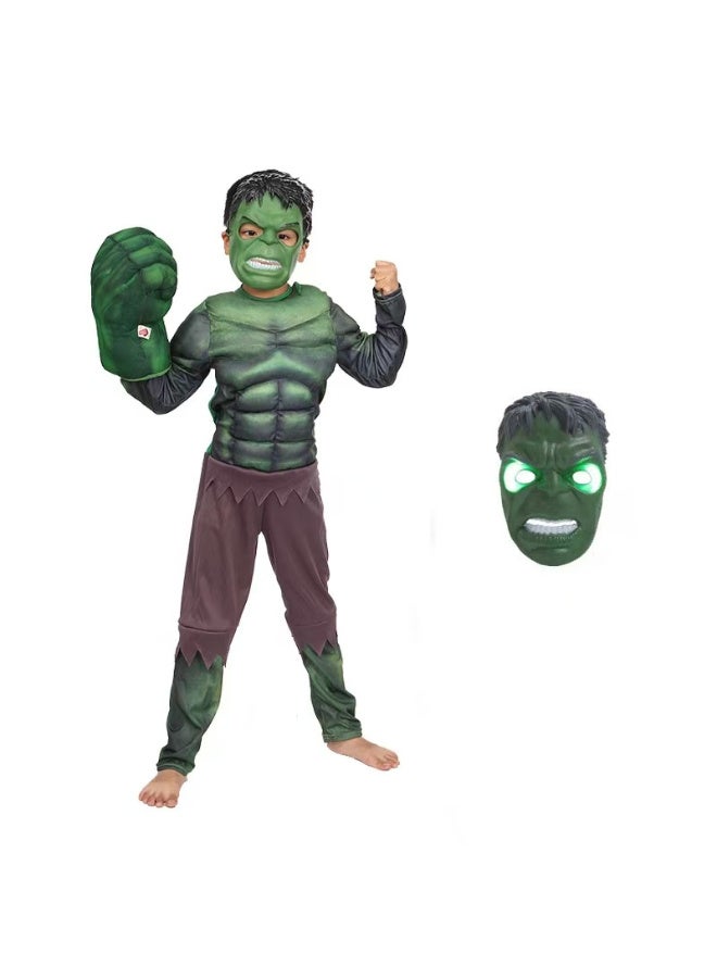 TNGames 【Halloween Must-Have】Kids' Hulk Muscle Costume Set – Muscle Suit + Mask, Avengers-Themed Halloween Party Cosplay Outfit Product Highlights Size:L - Image 5