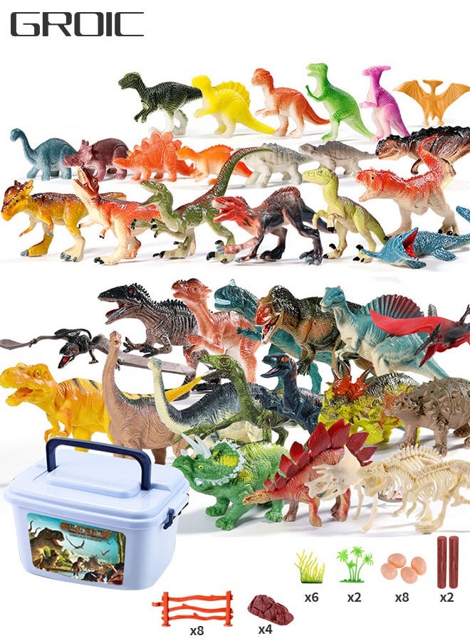 GROIC 44PCS Dinosaur Toys Figures with Storage Box, Jurassic Dinosaur Toys，Realistic Action Educational Dinosaur Figures for Kids Boys Girls  - Image 1