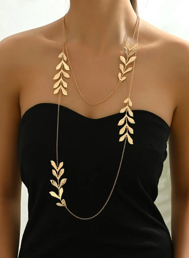 Take Two Take Two Leaf Shape Long Layered Necklace