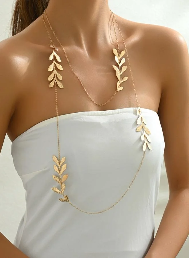Take Two Take Two Leaf Shape Long Layered Necklace
