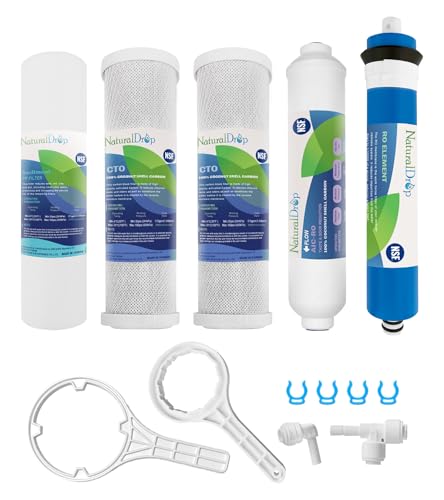 Water Filter Tec NSF Certified 5 Stage Reverse Osmosis RO Water Filters Replacement Set 100 GPD RO Membrane Standard 10 Inch Inline Water Filter with 1/4-Inch Quick-Connect - Image 1