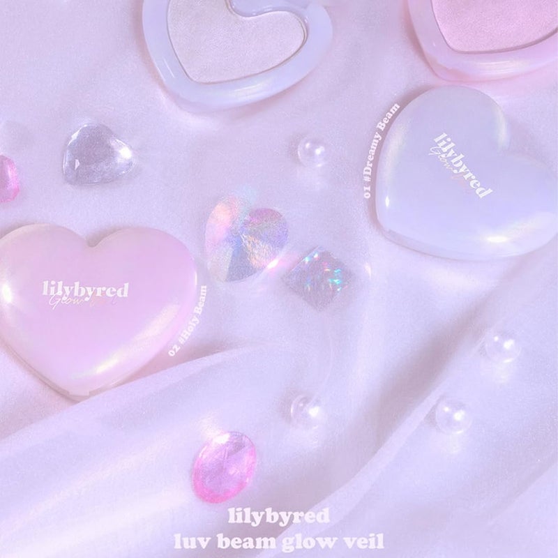 lilybyred Luv Beam Glow Veil | Korean Heart-Shaped Highlighter, Illuminating Shimmer, Radiant Glow, Silky Powder Texture, Buildable & Blendable, Lightweight & Long-Lasting, 0.11 oz. (01 Dreamy Beam) - Image 2