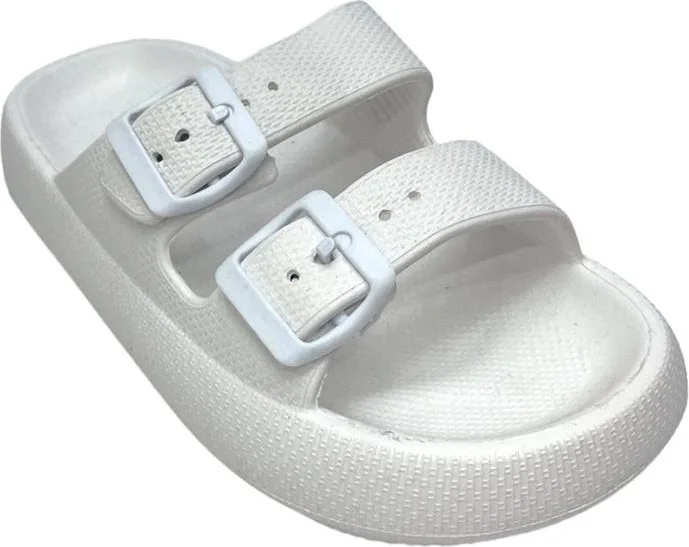 Liger Unisex Double Buckle Medical Light Eva Slippers WHITE
