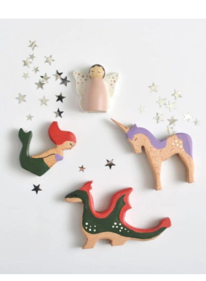 بيرتش آند باغز مجموعة المخلوقات الغامضة مكونة من 4 ألعاب خشبية لحيوانات الغابة - مجموعة كاملة من 4 قطع من خشب الصنوبر الطبيعي - Image 2